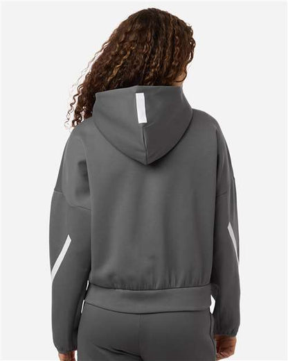 adidas AT221 Women's Z.N.E Full-Zip Hooded Sweatshirt - Team Grey Four/ White - OnModelBack