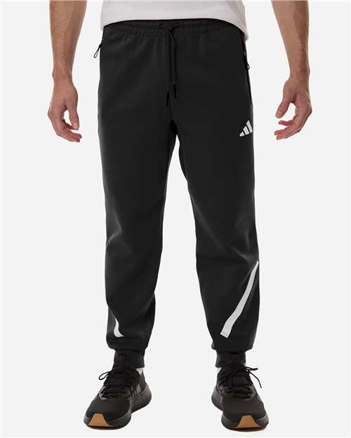 adidas AT222 Men's Z.N.E Joggers - Black/ White - OnModelFront