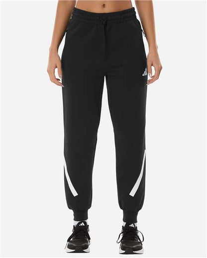 adidas AT223 Women's Z.N.E Joggers - Black/ White - OnModelFront