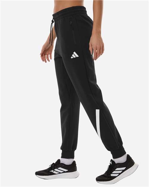 adidas AT223 Women's Z.N.E Joggers - Black/ White - OnModelSide