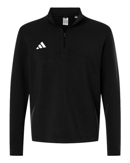 adidas AT400 Men's 3-Stripes Quarter-Zip Pullover - Black/ White - Front
