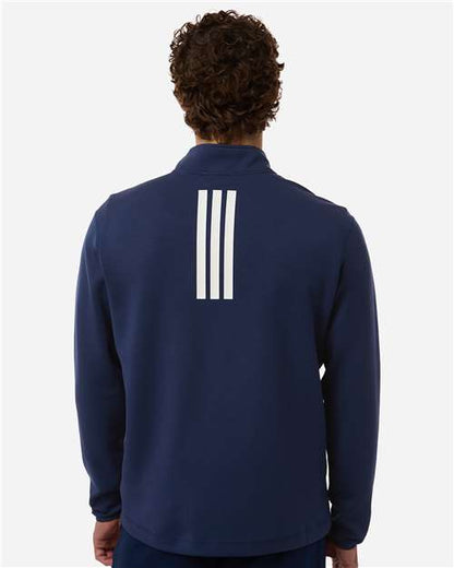 adidas AT400 Men's 3-Stripes Quarter-Zip Pullover - Team Navy Blue/ White - OnModelBack