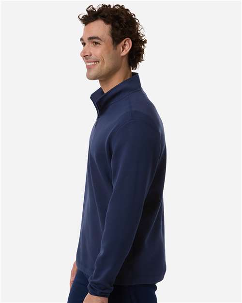 adidas AT400 Men's 3-Stripes Quarter-Zip Pullover - Team Navy Blue/ White - OnModelSide