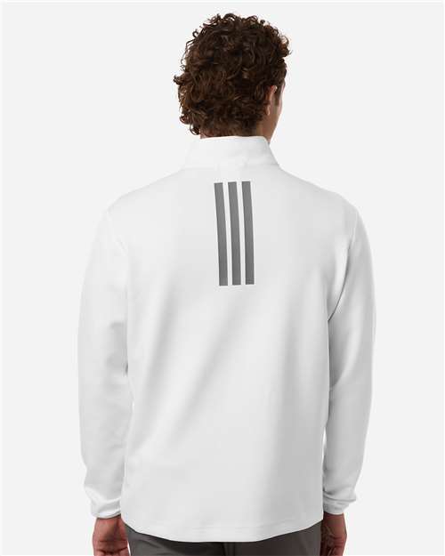 adidas AT400 Men's 3-Stripes Quarter-Zip Pullover - White/ Team Grey Four - OnModelBack