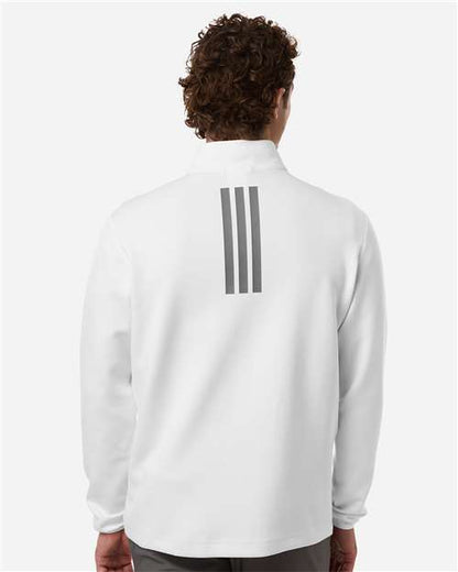 adidas AT400 Men's 3-Stripes Quarter-Zip Pullover - White/ Team Grey Four - OnModelBack