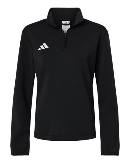 adidas AT401 Women's 3-Stripes Quarter-Zip Pullover - Black/ White - Front
