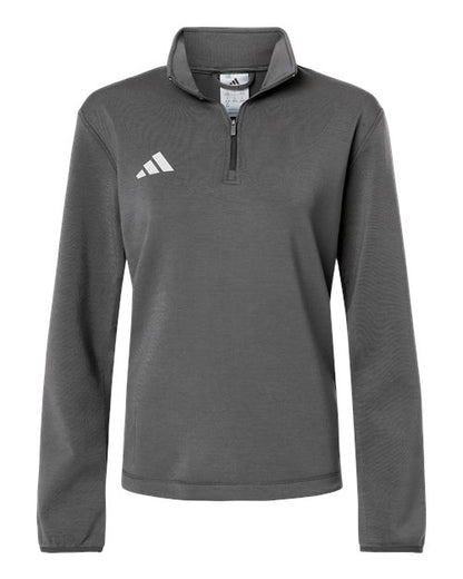 adidas AT401 Women's 3-Stripes Quarter-Zip Pullover - Team Grey Four/ White - Front