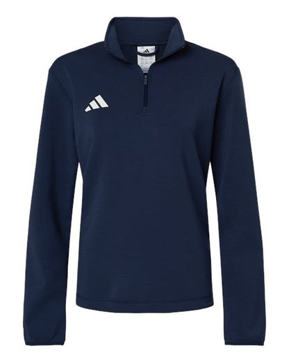 adidas AT401 Women's 3-Stripes Quarter-Zip Pullover - Team Navy Blue/ White - Front