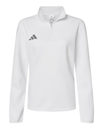 adidas AT401 Women's 3-Stripes Quarter-Zip Pullover - White/ Team Grey Four - Front