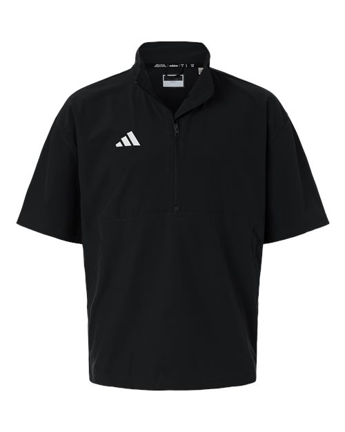 adidas AT505 Men's Short Sleeve Quarter-Zip Pullover - Black/ White - Front