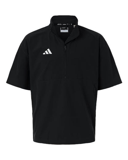 adidas AT505 Men's Short Sleeve Quarter-Zip Pullover - Black/ White - Front