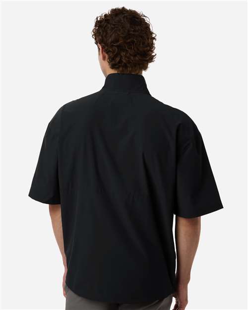 adidas AT505 Men's Short Sleeve Quarter-Zip Pullover - Black/ White - OnModelBack