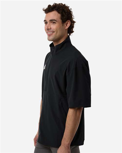 adidas AT505 Men's Short Sleeve Quarter-Zip Pullover - Black/ White - OnModelSide