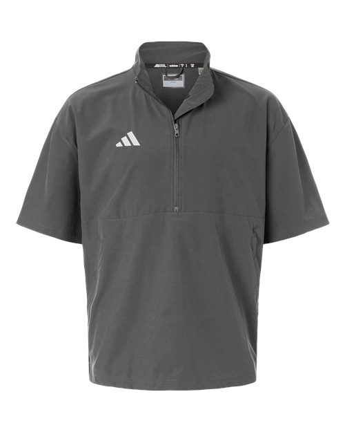 adidas AT505 Men's Short Sleeve Quarter-Zip Pullover - Team Grey Four/ White - Front