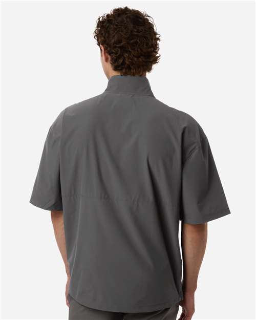 adidas AT505 Men's Short Sleeve Quarter-Zip Pullover - Team Grey Four/ White - OnModelBack