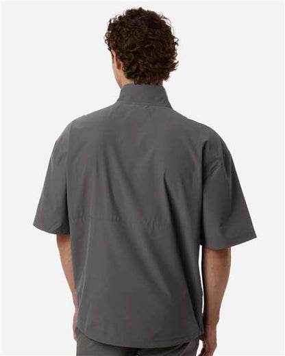 adidas AT505 Men's Short Sleeve Quarter-Zip Pullover - Team Grey Four/ White - OnModelBack