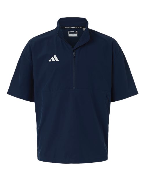 adidas AT505 Men's Short Sleeve Quarter-Zip Pullover - Team Navy Blue/ White - Front