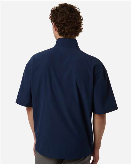 adidas AT505 Men's Short Sleeve Quarter-Zip Pullover - Team Navy Blue/ White - OnModelBack
