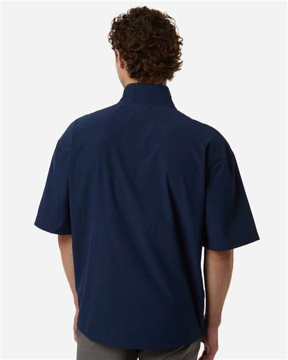 adidas AT505 Men's Short Sleeve Quarter-Zip Pullover - Team Navy Blue/ White - OnModelBack