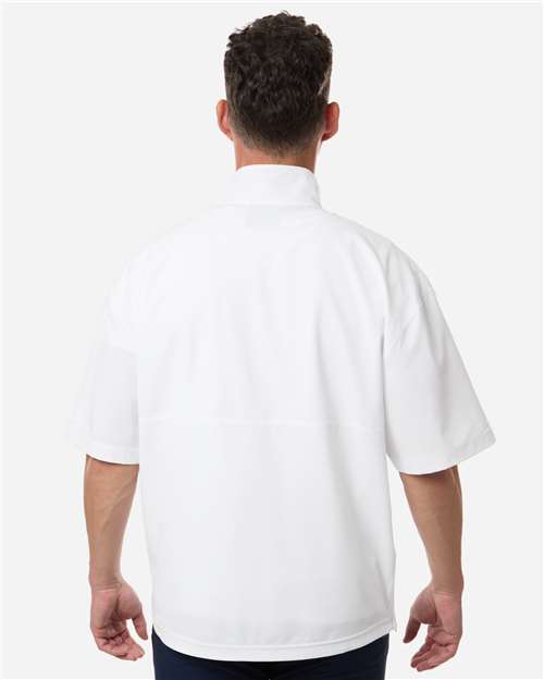 adidas AT505 Men's Short Sleeve Quarter-Zip Pullover - White/ Team Grey Four - OnModelBack