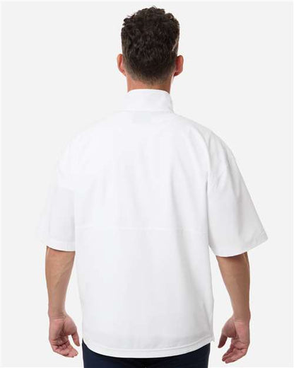 adidas AT505 Men's Short Sleeve Quarter-Zip Pullover - White/ Team Grey Four - OnModelBack