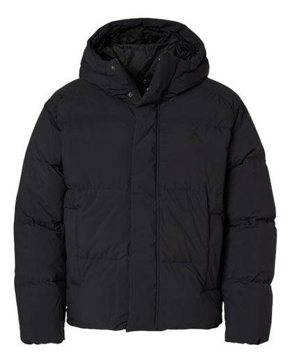 adidas AT600 Men's Helonic Down Puffer Hooded Jacket - Black - Front