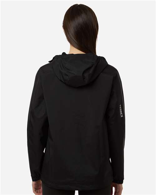 adidas AT603 Women's TERREX MULTI 2 Layer Climaproof Rain Jacket - Black - OnModelBack
