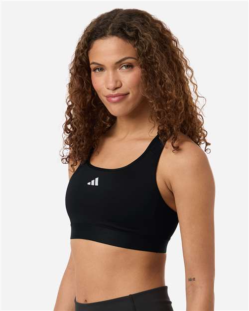 adidas AT750 Women's Techfit Compression Racerback Sports Bra - Black - OnModelSide
