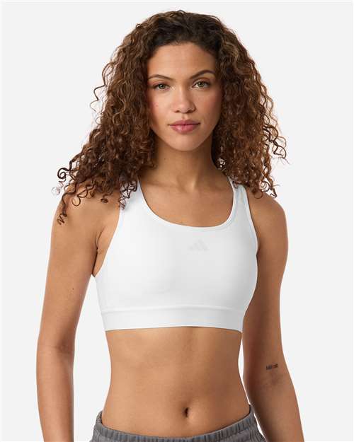 adidas AT750 Women's Techfit Compression Racerback Sports Bra - White - OnModelFront