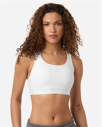 adidas AT750 Women's Techfit Compression Racerback Sports Bra - White - OnModelFront