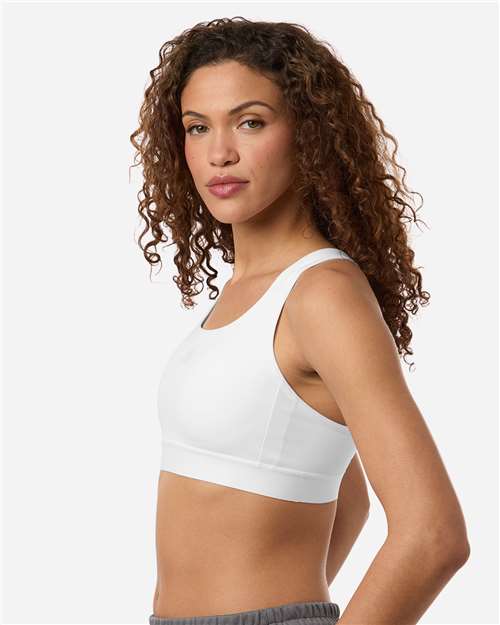 adidas AT750 Women's Techfit Compression Racerback Sports Bra - White - OnModelSide