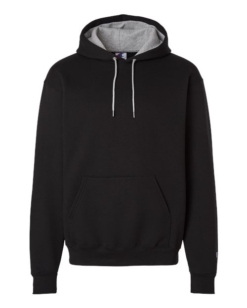 Champion S7CB0 Unisex Powerblend® Contrast Color Hooded Sweatshirt - Black/ Light Steel - Front