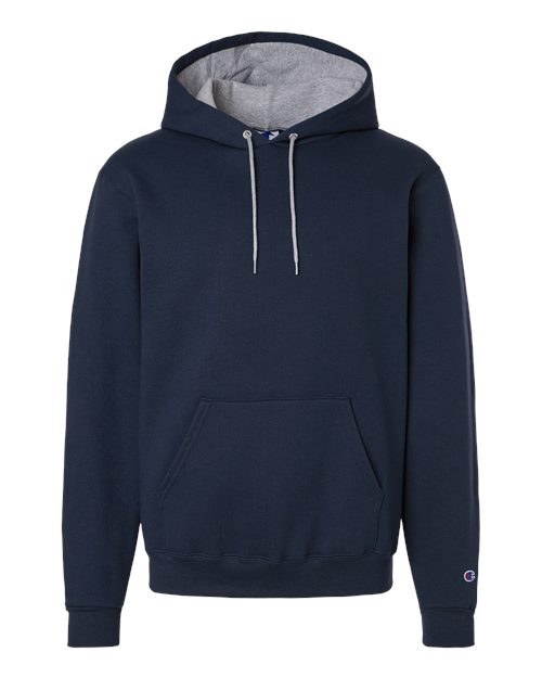 Champion S7CB0 Unisex Powerblend® Contrast Color Hooded Sweatshirt - Navy/ Light Steel - Front