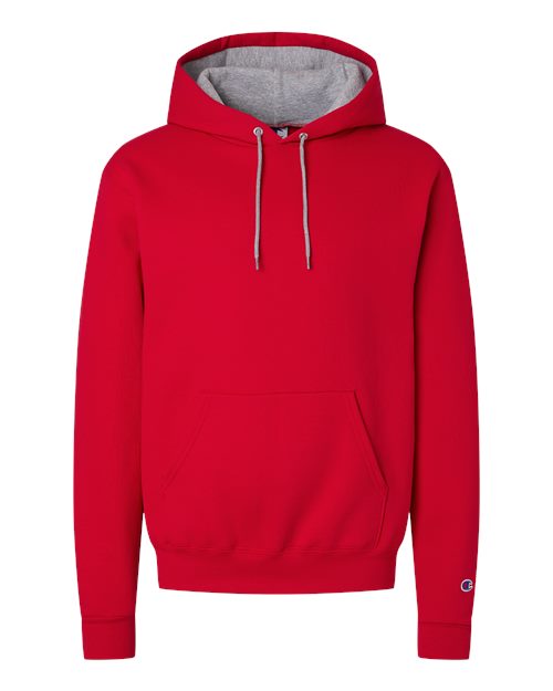 Champion S7CB0 Unisex Powerblend® Contrast Color Hooded Sweatshirt - Scarlet/ Light Steel - Front