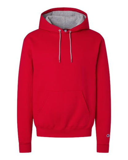 Champion S7CB0 Unisex Powerblend® Contrast Color Hooded Sweatshirt - Scarlet/ Light Steel - Front