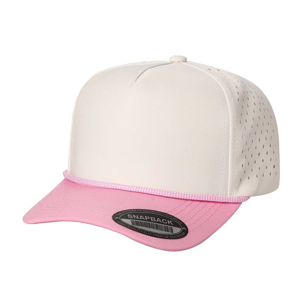 5TCP 5-Panel Waterproof Rope Cap – Durable Outdoor Snapback - TAN/PINK