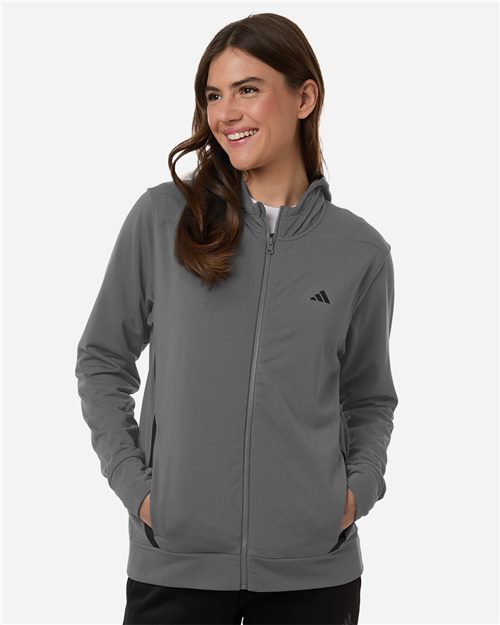 adidas AT209 Women's Game & Go Fleece Full-Zip Hooded Sweatshirt - style view