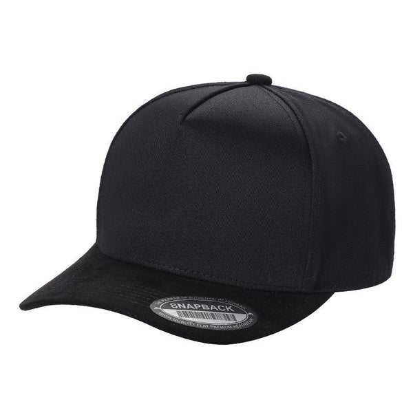 TCS - Premium 5-Panel Snapback Cap with Suede Bill - BLACK