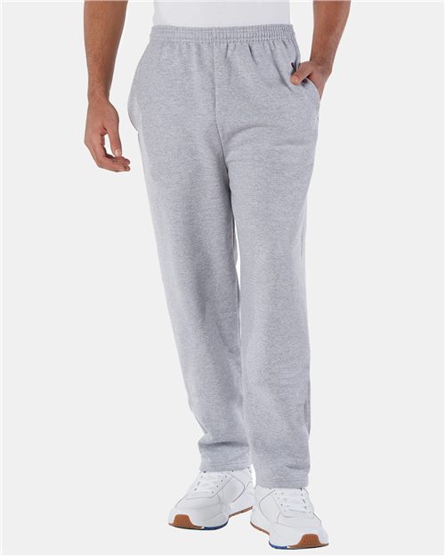 Champion P800 Unisex Powerblend® Open-Bottom Sweatpants with Pockets - style view