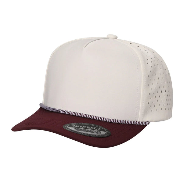 5TCP 5-Panel Waterproof Rope Cap – Durable Outdoor Snapback - TAN/WINE