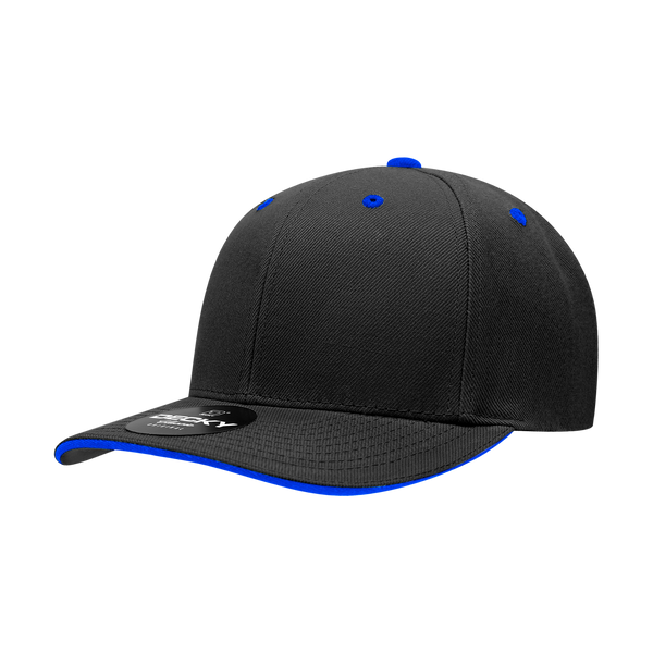 Decky-2003-6 Panel Mid Profile Structured Sandwich Bill Cap - Black/Royal
