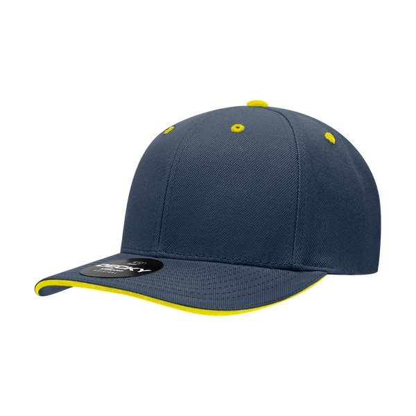 Decky-2003-6 Panel Mid Profile Structured Sandwich Bill Cap - Navy/Gold