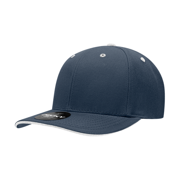 Decky-2003-6 Panel Mid Profile Structured Sandwich Bill Cap - Navy/White