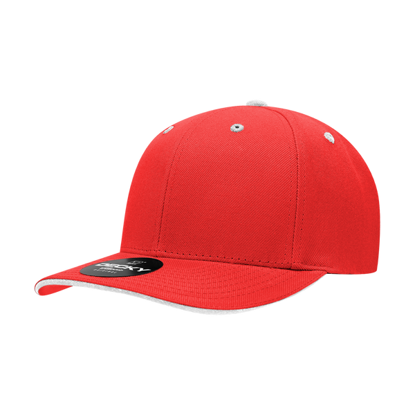 Decky-2003-6 Panel Mid Profile Structured Sandwich Bill Cap - Red/white