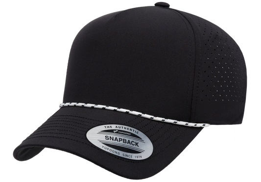 YP Classics 5-Panel Snapback Cap with Perforations and Braided Rope | 5389BD-BK-ONE
