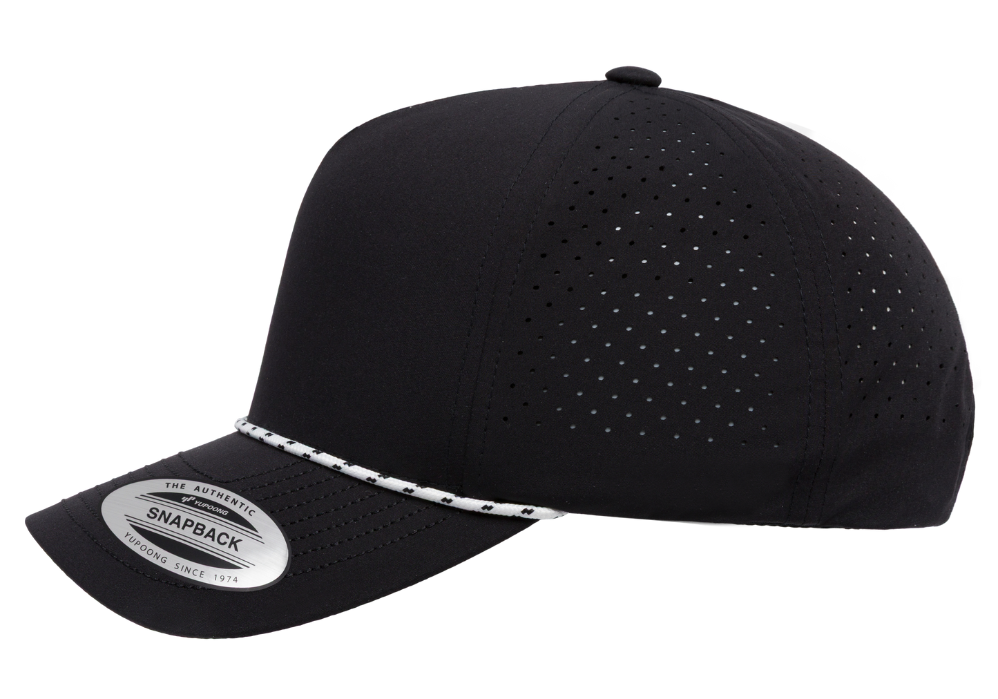 YP Classics 5-Panel Snapback Cap with Perforations and Braided Rope | 5389BD-BK-ONE