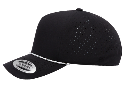 YP Classics 5-Panel Snapback Cap with Perforations and Braided Rope | 5389BD-BK-ONE