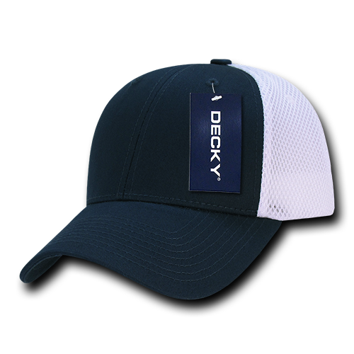 Decky-204-Low Crown Mesh Baseball Cap - White/Navy