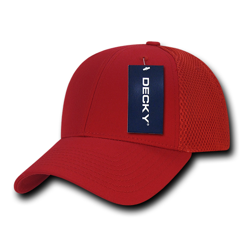 Decky-204-Low Crown Mesh Baseball Cap - Red