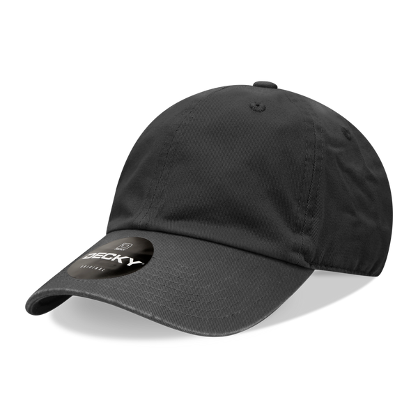 Decky-205-6 Panel Low Profile Relaxed Cotton Dad Hat - Black